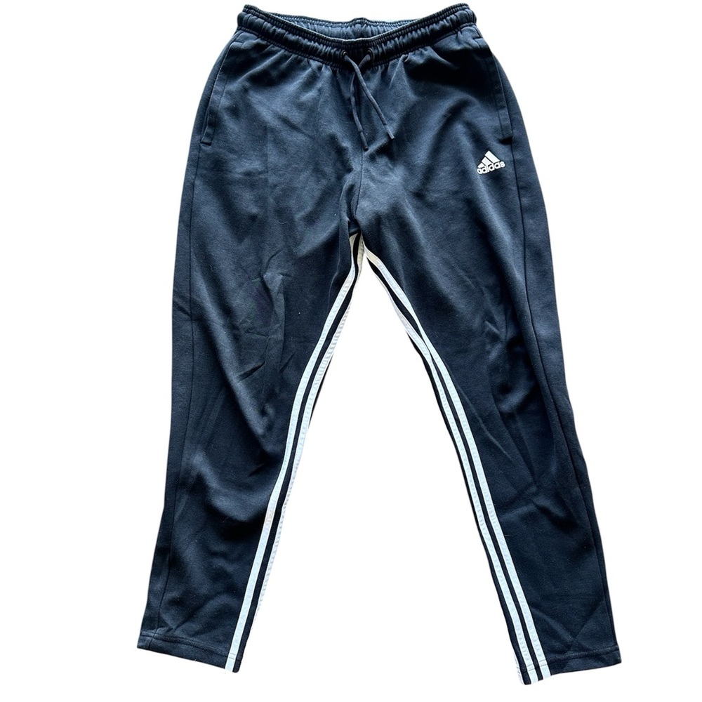 Adidas Men’s Black Joggers with White Stripes